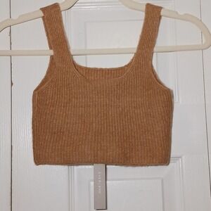 NWT Everlane The Stretch Tank Camel Square Neck Wool Crop Top XXS